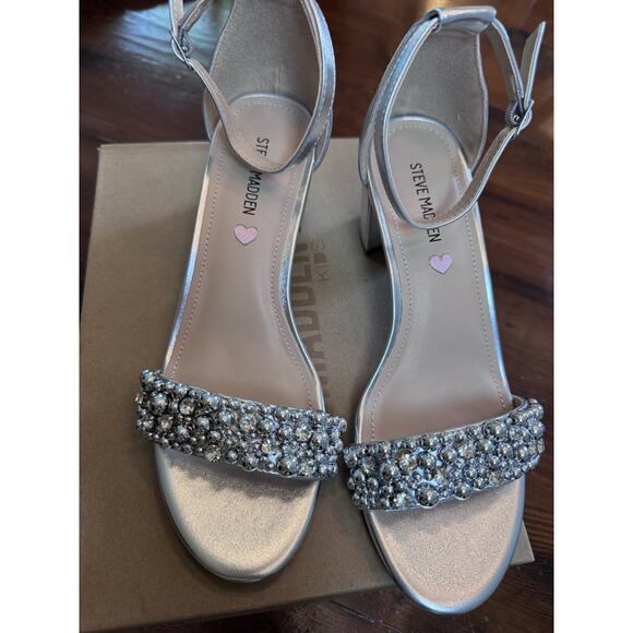 Steve Madden JCarrson Open Toe Formal Ankle Strap Silver Beads Sz 6 NIB $60 - Picture 8 of 16